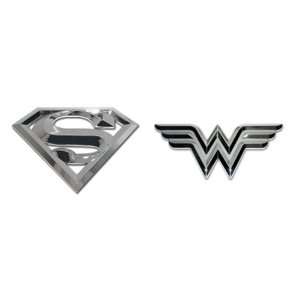  Superman and Wonder Woman 3D ABS Chrome Emblem Set 