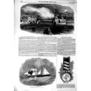  1855 FIRE CHESTER GRAND STAND SCHOONER SHIP WATERLOO