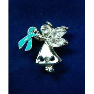  Teal Ribbon Pin Angel By My Side (27 Pins) Everything 