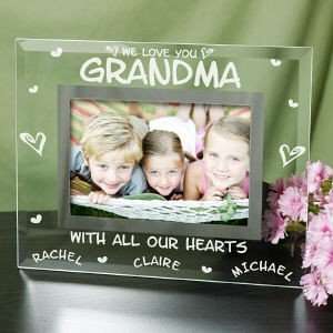  Engraved All Our Hearts Glass Picture Frame: Home 