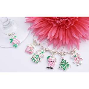  Pink Christmas Wine Glass Charms: Kitchen & Dining