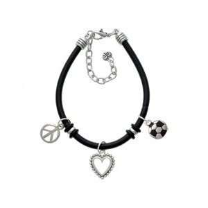     Two Sided Black Peace Love Charm Bracelet: Arts, Crafts & Sewing