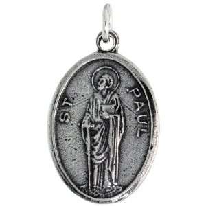 Sterling Silver St. Paul The Apostle Oval shaped Medal Pendant, 7/8 
