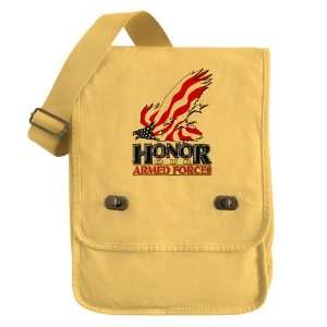   Field Bag Yellow Honor Our Armed Forces US American Flag and Eagle