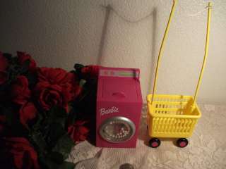 BARBIE WASHER LAUNDRY CART WASHER SPINS CUTE  