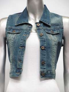 NEW♥ Women ladies Denim cropped waistcoat jacket sizes 6 8 10 12 14 