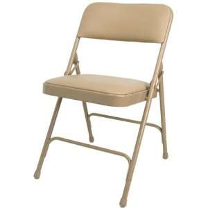   Duty Vinyl Upholstered Premium Folding Chair, Beige: Home & Kitchen