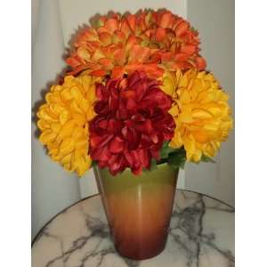   : Beautifully Bright Fall Mum Silk Floral Arrangement: Home & Kitchen