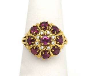 ADORABLE NEW 18K YELLOW GOLD, DIAMONDS & RUBIES FRANKLIN MINT RING