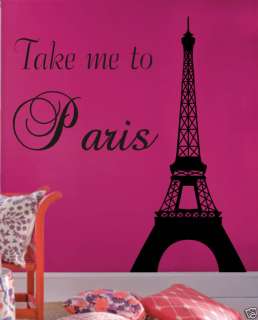 Take me to Paris Eiffel TOWER vinyl wall decal decor  