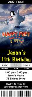 Happy Feet 2 Penguin Movie Birthday Party Ticket Invitations VIP 