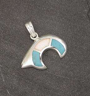 Sterling Silver Opal & Turquoise Bear Inlay Pendant  