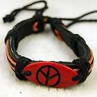New Ethnic Tribal Carved Peace Sign Leather Hemp Cord bracelet 