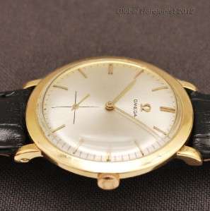   OMEGA 18K SOLID YELLOW GOLD MANUAL WIND VINTAGE 1950s MENS DRESS WATCH