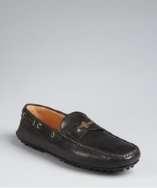Car Shoe anthracite leather boat stitched moc loafers style# 315871201