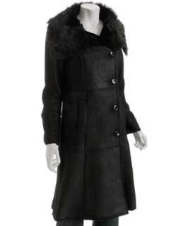 Cole Haan black lambskin shearling long coat  