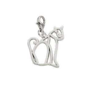 Rembrandt Charms Siamese Cat Charm with Lobster Clasp, Sterling Silver