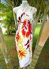 Sarong White Red/Orange/Yel​l HB Cruise Luau Wrap Dress