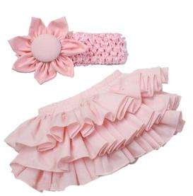 Girl Baby Ruffle Pants 0 24M Bloomers Nappy Cover Skirt+Headband Free 