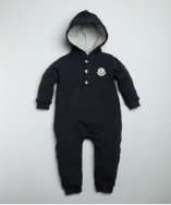 Moncler BABY navy stretch cotton logo patch onesie style# 318133301