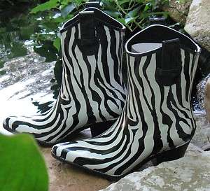 Girls Cowboy Western Rain Boots Zebra Stripe Corkys Footwear Medium 