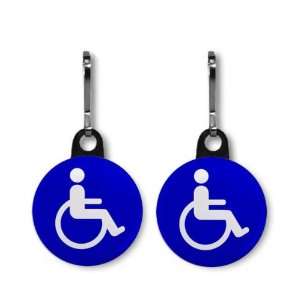  WHITE BLUE HANDICAPPED SYMBOL 2 Pack 1 Zipper Pull Charms 