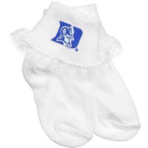  NCAA Duke Blue Devils Infant Girls White Lace Ankle Socks 