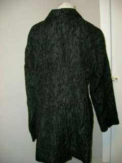 Eileen Fisher Water Lilly Jacquard Notch Collar Long Jacket L Black 