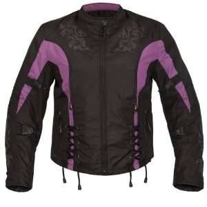 Xelement Womens Armored Tri Tex Black/Purple Jacket with Reflective 