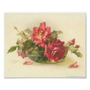  Vintage Catherine Klein Red Roses in Bowl Print: Home 
