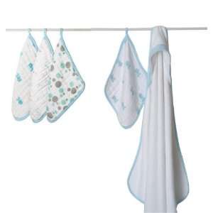  Aden and Anais Hooded Towel Washcloth Set Hide and Sea 