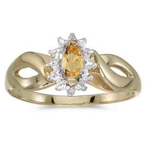   gold November Birthstone Marquise Citrine And Diamond Ring: Jewelry