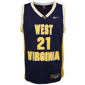 com Nike West Virginia Mountaineers #21 Navy Blue Replica Basketball 