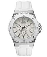 GUESS Watch, Mens White Silicone Strap 46mm U11570G3
