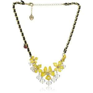Betsey Johnson Hawaii Luau Yellow Flower and Faceted Bead Frontal 