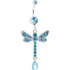  Blue Cz Darling Dangle Drop Dragonfly Belly Ring: Jewelry