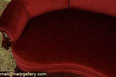 Curved Antique 1880 Loveseat or Settee with Fringe  