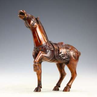 Chinese Old Ox Bone Handwork Carving Horse Statue 153013  