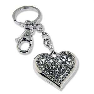 Rhinestone Heart Shape Keychain Chrome Silver  Kitchen 