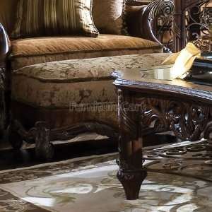  Aico Furniture Essex Manor Wood Trim Ottoman 76877 DPBRN 