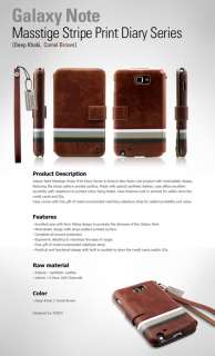 ZENUS Samsung Galaxy Note Leather Case N7000 MASSTIGE STRIPE PRINT 