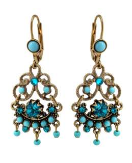 Michal Negrin Vintage Dangling Earrings w Turquoise Multicolor 