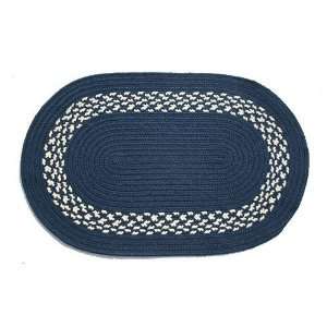    Oval Braided Rug (2x4) Navy,  Navy & Cream Band