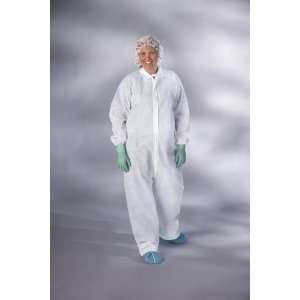  White Spunbond Coverall w/ Elastic Wrist w/ Open Ankles 