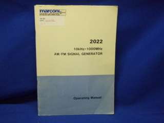 Marconi 2022 AM/FM Signal Generator Operating Manual  