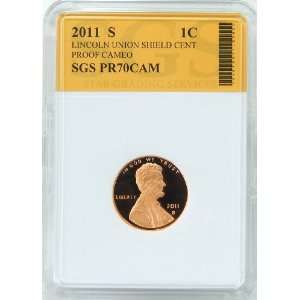   Proof Union Shield Lincoln Cent SGS Graded PR70CAM 