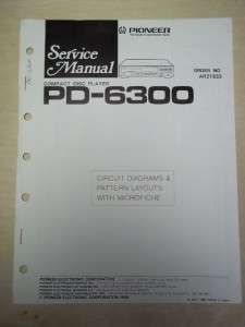 Pioneer Service Manual~PD 6300 CD Player~Original~Repair  