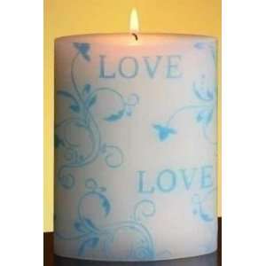   Aqua Swirl Love Almond Scented Pillar Candles 5.75 