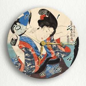   Utagawa Japanese Woodblock 8 Silent Wall Clock: Home & Kitchen