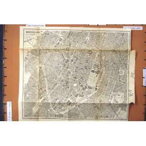  MAP 1894 STREET PLAN TOWN BRUXELLES BELGIUM LEOPOLD